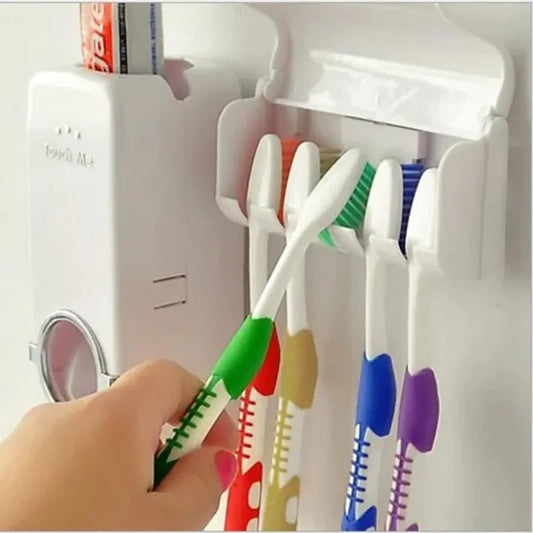 Automatic Toothpaste Dispenser & Toothbrush Holder